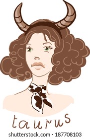 Horoscope. Zodiac sign as a beautiful woman. Taurus vector
