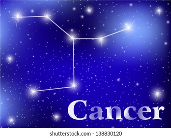 horoscope zodiac sign of the cancer on the astrological space background. eps10 vector illustration
