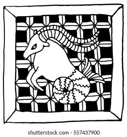 Horoscope/ zodiac sign. Doodle horoscope - Capricorn sign