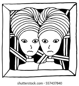 Horoscope/ zodiac sign. Doodle horoscope - Gemini sign.