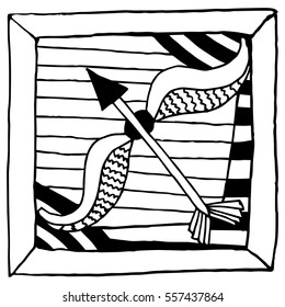 Horoscope/ zodiac sign. Doodle horoscope - Sagittarius sign 
