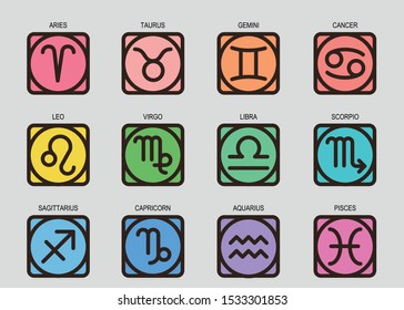 horoscope zodiac sign icon set