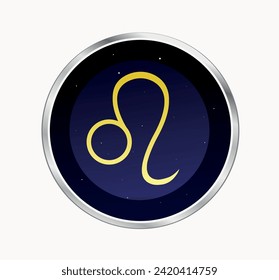 Horoscope. Zodiac sign Leo against the background of the starry sky in a circle. Vector illustration