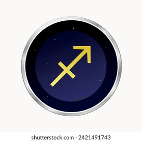 Horoscope. Zodiac sign Sagittarius against the background of the starry sky in a circle. Vector illustration