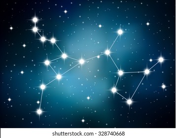 Horoscope zodiac sign of the sagittarius on the astrological space background