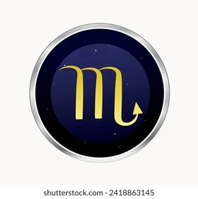 Horoscope. Zodiac sign Scorpio against the background of the starry sky in a circle. Vector illustration