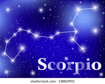 horoscope zodiac sign of the scorpio on the astrological space background. eps10 vector illustration