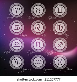 horoscope zodiac sign symbols vector illustration