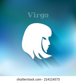 Horoscope zodiac sign Virgo, 3d, on blurred modern blue background