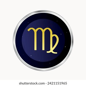 Horoscope. Zodiac sign Virgo against the background of the starry sky in a circle. Vector illustration