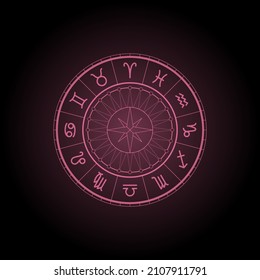 Zooskopzeichen für Horoskop. Astrologischer Hintergrund. Vektorsymbole. Einfache Zusammenstellung von Symbolen in einem Kreis.