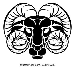 Horoscope Zodiac Signs Circular Aries Ram Stock Vector (Royalty Free ...