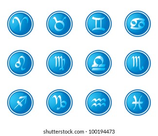 horoscope zodiac signs, set of icons, vector illustration