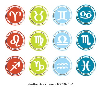horoscope zodiac signs, set of icons, vector illustration