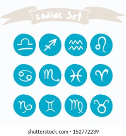Horoscope zodiac signs, vector colorful set.