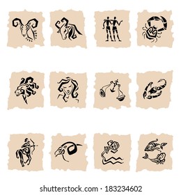 Horoscope Zodiac Star signs, vector set. 