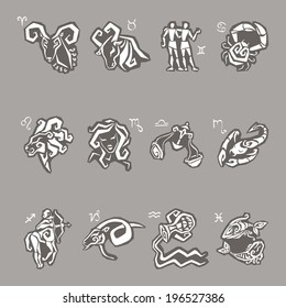 Horoscope Zodiac Star signs, vector set. Hand drawn illustration.