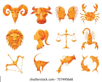 horoscope,horoscope on white background,Orange horoscope in triangle shape
