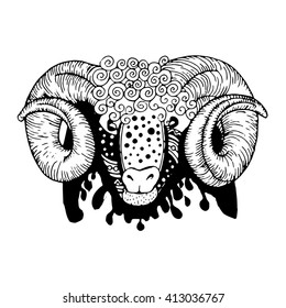 Horoscope/Zodiac sign - Aries sign vectorized hand draw