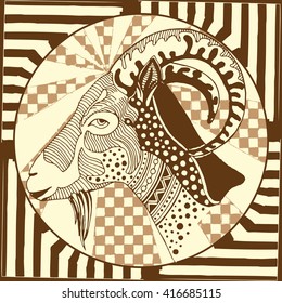 Horoscope/Zodiac sign - Capricorn sign vectorized hand draw
