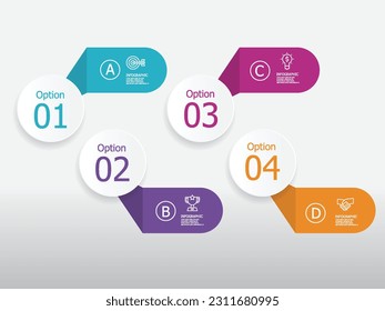 horozontal timeline infographic element report background with business line icon 4 steps for any business-related presentation or publication vector illustration