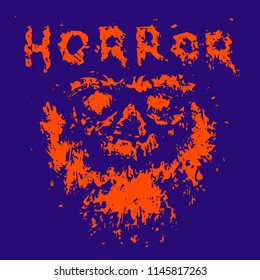 Horrible bearded ghost face of Santa. Vector illustration. Genre of horror.
