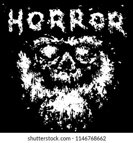 Horrible bearded ghost face of Santa. Vector illustration. Genre of horror. Scary monster charact