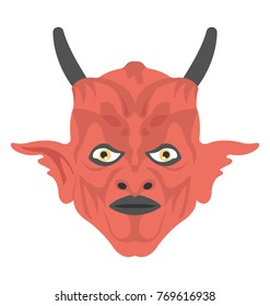 
Horrible devil mask with horns, evil satan, 
