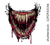 horrible evil fanged jaw with dripping blood