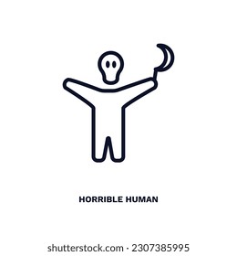 horrible human icon. Thin line horrible human icon from feeling and reaction collection. Outline vector isolated on white background. Editable horrible human symbol can be used web and mobile