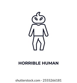 horrible human outline icon. Linear vector from feelings concept. Thin line horrible human icon isolated on white background