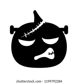 Horrible pumpkin icon - Halloween sign vector illustration black