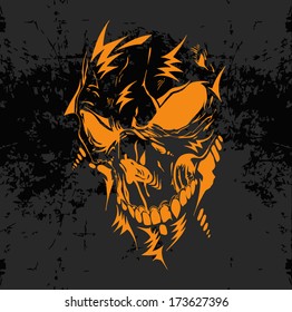 Horrible skull illustration - scary and dangerous motive 