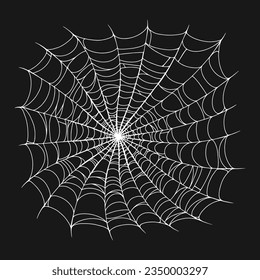 Horrible spider web label monochrome with spiderweb to catch prey for use in Halloween holiday article design vector illustration