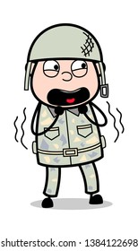 Horrified - Cute Army Man Cartoon Soldier Vector Illustration