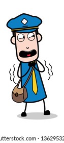 Horrified Expression - Postman Cartoon Courier Guy Vector Illustration