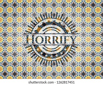 Horrify arabic badge background. Arabesque decoration.