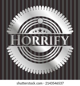 Horrible emblema o insignia plateado. Ilustración vectorial. Mosaico. 