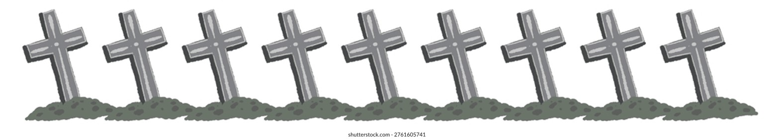 Horrifying Halloween border line with skeleton hands reaching out