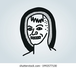 horror abstract face and character for illustrations on halloween