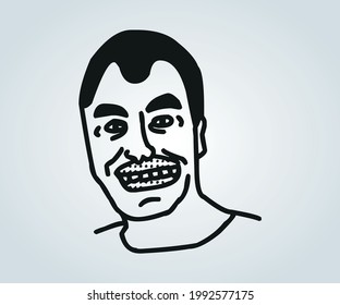 Horrorabstraktes Gesicht und Zeichen für Illustrationen auf Heilwasser