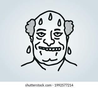 Horrorabstraktes Gesicht und Zeichen für Illustrationen auf Heilwasser