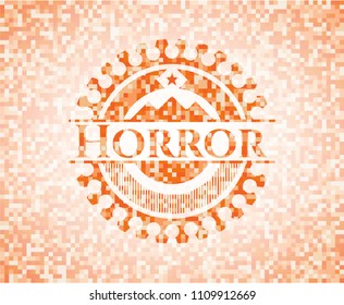 Horror abstract orange mosaic emblem