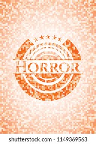 Horror abstract orange mosaic emblem with background