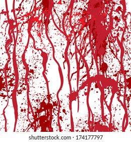 Antecedentes de horror con sangre goteante.Patrón sin problemas. Fondo abstracto con salpicaduras de tinta roja.