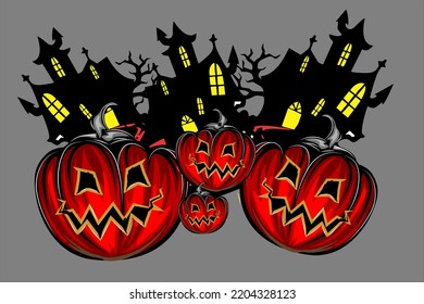 horror background vector design in the form of houses and ghosts.