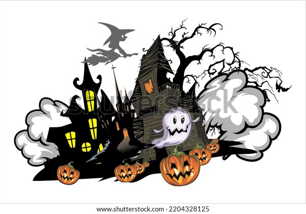 Horror Background Vector Design Form Houses Stock Vector (Royalty Free ...