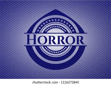 Horror badge with denim texture
