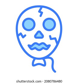 horror balloon vector blue outline icon.