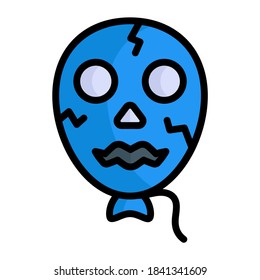 horror balloon vector color line icon